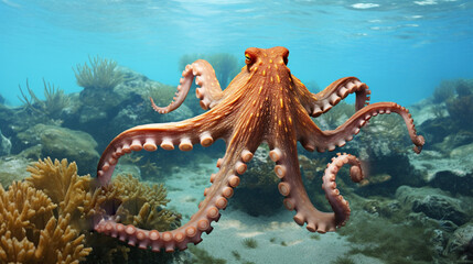 Common octopus (Octopus vulgaris). Wildlife animal. generative ai