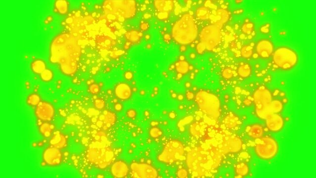 Gold Explosion effect on a a Black, Green, Blue Background.