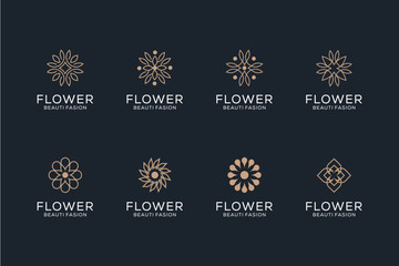 Fototapeta na wymiar Floral ornament logo and icon set. Abstract beauty flower logo design