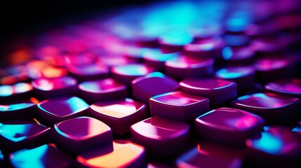 A close-up of a backlit and colorful computer keyboard, featuring a modern and tech-inspired design - obrazy, fototapety, plakaty