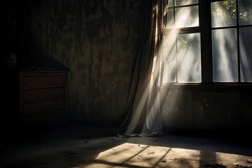 Light through a window in a dark room