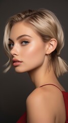 Beautiful blonde aged 20 years closeup
