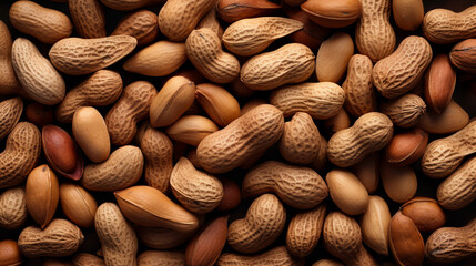 Obraz premium Elegant Single-Color Close-Up of Peanuts: Capturing the Textural Beauty of Nuts in Monochrome