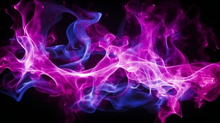 Abstract Smoke Smooth Design. Motion Background Art with Light, Fog, and Swirl in Black and Blue