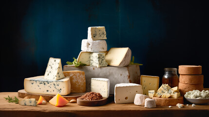 Traditional cheese platter with nuts, grapes and various types of cheese. Assortment of different snack for wine