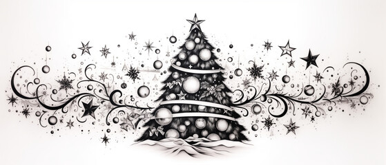 Black and white Christmas tree decoration