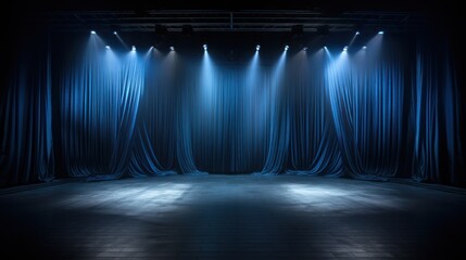 Blue curtain stage theater UHd wallpaper