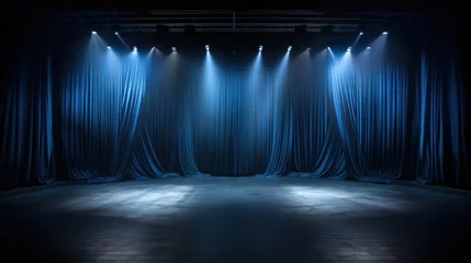 Foto op Canvas Blue curtain stage theater UHd wallpaper © Ghulam