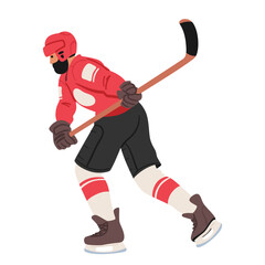 Fierce Hockey Player Glides Across The Ice, Clad In A Vibrant Uniform, Wielding A Stick With Determination
