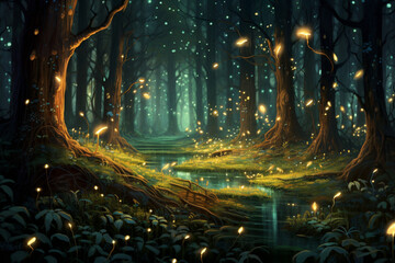 magic lights in the forest