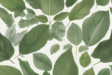 image capturing the intricate details of a single leaf. Focus on the delicate veins, the varying shades of green, and the subtle texture of the leaf's surface.