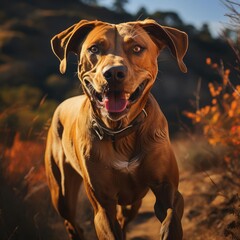 Obraz premium Graceful Azawakh Hound Sprinting in Sunlit Meadow