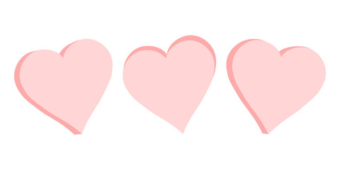 3d pink hearts set isolated on white