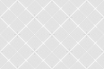 Abstract Seamless Geometric Checked Pattern. Light Grey and White Texture. - 687703765