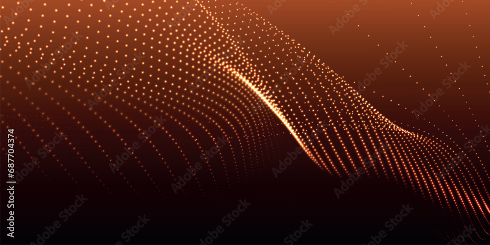 Poster abstract digital particle wave. futuristic dotted wave. big data digital code. technology or science