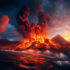 Erupting volcano.