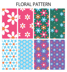Retro Floral Vector Groovy 70s Daisy Pattern