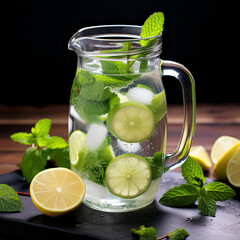 Fototapeta premium Detox water with lemon and mint.