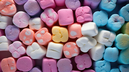 Sweet white dessert background marshmallow candies pink food soft sugar colorful closeup