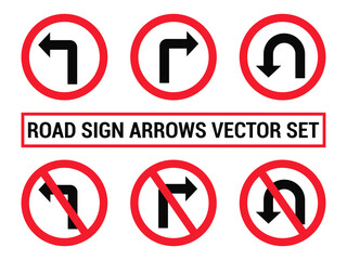 Road sign arrows vector set design on white background, Svg.