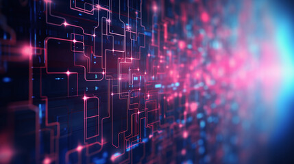 Fototapeta premium Digital Frontier: Cyber Science Tech in Blue and Pink Futuristic Harmony