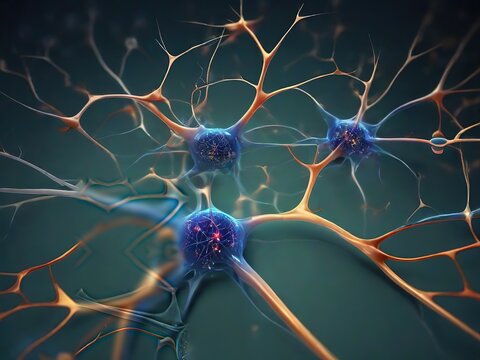 Ilustraci&oacute;n de Neuronas haciendo sinapsis 