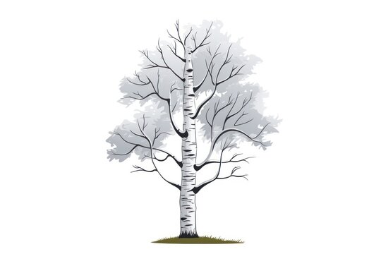 Silver Birch Tree icon on white background 