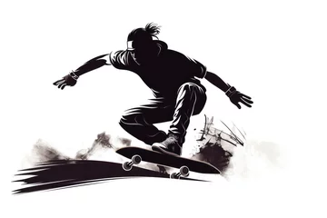 Fotobehang Skateboarding icon on white background © GalleryGlider
