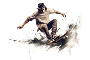 Skateboarding icon on white background 