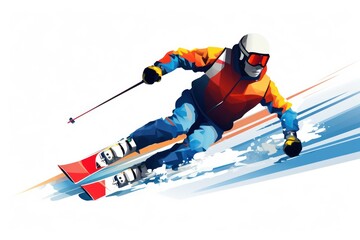 Skiing icon on white background 