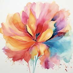 A vibrant abstract watercolor flower 