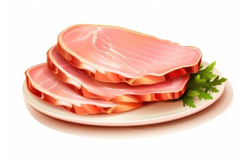 Sliced ham icon on white background 