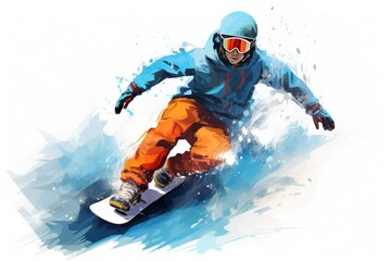 Snowboarding icon on white background - obrazy, fototapety, plakaty