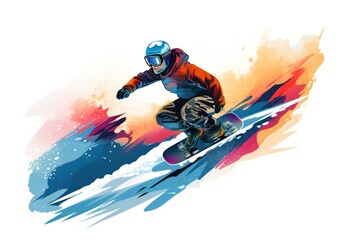 Snowboarding icon on white background 