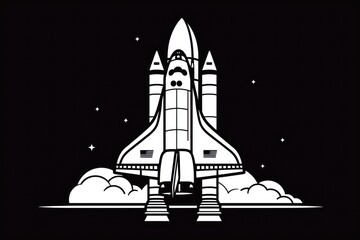 Space shuttle icon on white background