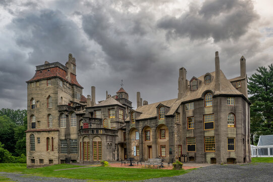 Ominous clouds over Fonthill Castle in Doylestown Pennsylvania 