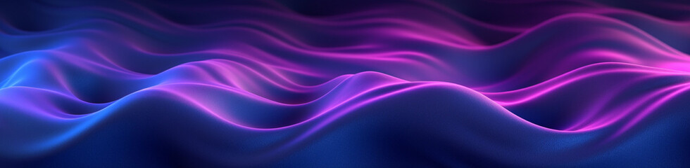 Bannière horizontale pour conception et création graphique. Ondes, effet flou, néons en mouvement. Bleu, rose, violet, mauve.