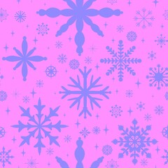 Obraz na płótnie Canvas Christmas ice scribble seamless snowflakes pattern for wrapping paper and fabrics and linens and kids clothes print