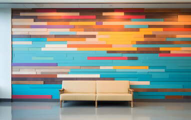 Colored wall, abstraction, wood wall, office space, office wall