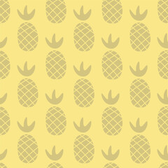 Vector seamless pattern with pineapple.Tropical jungle cartoon leaf.Pastel plant background.Cute natural pattern for fabric, childrens clothing,textiles,wrapping paper.
