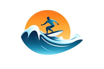 Surfing icon on white background 