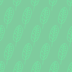 Vector seamless pattern with leaves.Tropical jungle cartoon leaf.Pastel plant background.Cute natural pattern for fabric, childrens clothing,textiles,wrapping paper.