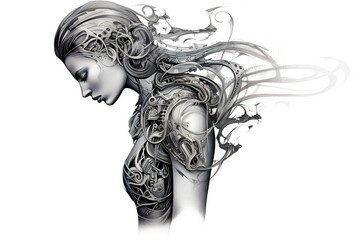 Fototapeta premium Tattoo, patterns applied to the body. Sketches of drawings, in a creative style. Art sketch, stencil for redrawing. Drawing on the human skin.