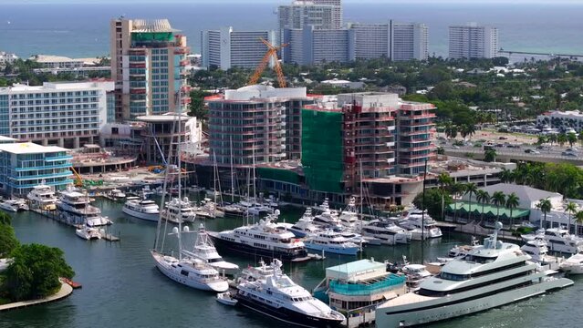 Aerial stock video Pier Sixty Six Fort Lauderdale Florida USA