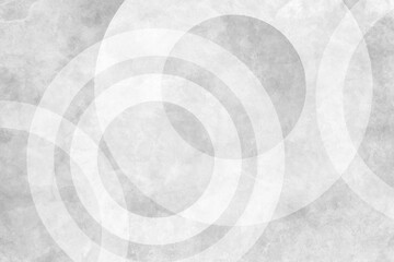 White abstract background with white circle rings in faded distressed vintage grunge texture design, old geometric pattern paper in modern art design - 687726153