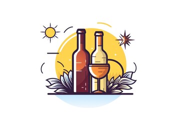 Wine and spirits icon on white background 