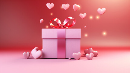 box with ribbon generative ai, gift, box, christmas, present, ribbon, bow, birthday, holiday, celebration, valentine, decoration, surprise, love, anniversary, 