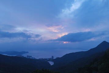 Obraz premium Hongkong bay sunset landscape 