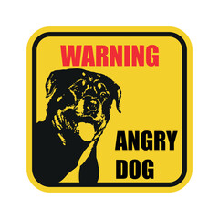 vector sign yellow color angry dog isolated on white background