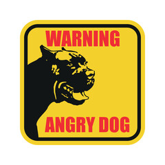 vector sign yellow color angry dog isolated on white background